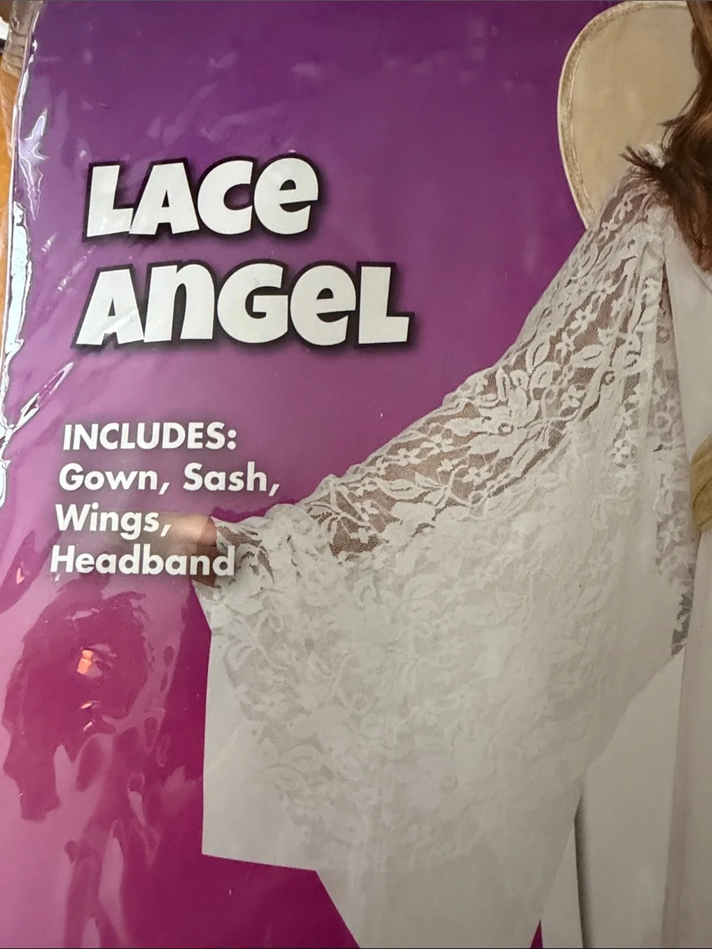 Spirit Girls White Lace Angel Costume with Gold Sash